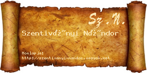 Szentiványi Nándor névjegykártya